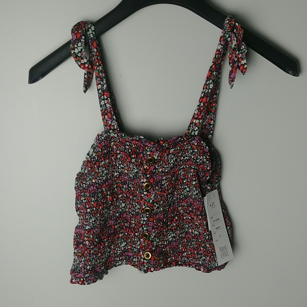 NWT Patrons Of Peace Multicolored Tank Top With Flowers
